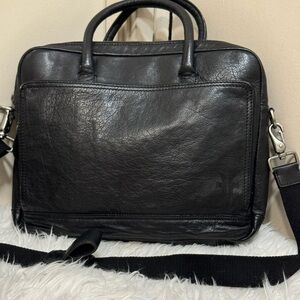 FRYE  UNISEX JAMES SLIM WORK BRIEFCASE CROSSBODY LEATHER BAG  BLCK